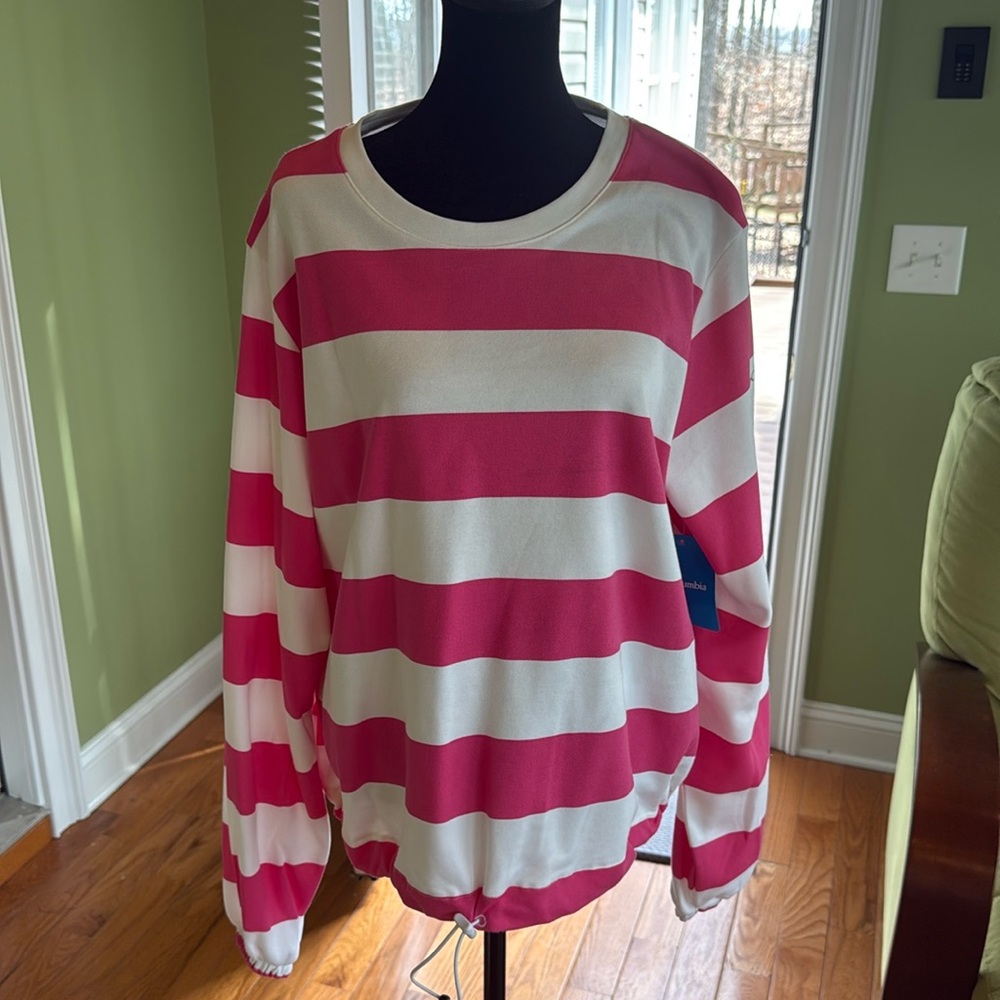 Columbia pink and white striped top
